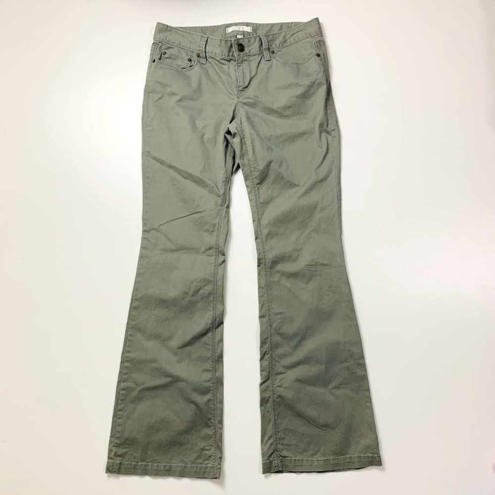 Ann Taylor LOFT Pant Trouser Olive Dusty Green Boot Cut Flare Classic Twill 6